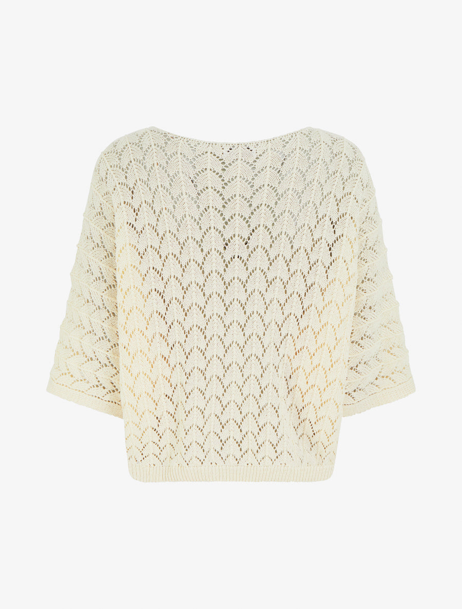 Pull ajouré manches courtes - Beige clair - 2