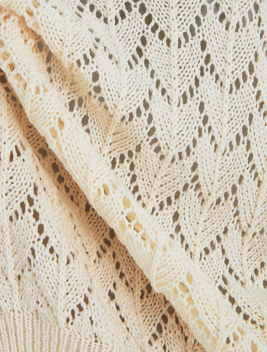 Maglia traforata maniche corte - Beige chiaro