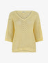 Pull ajouré à manches courtes chauve-souris - Jaune - 1