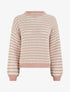 Pull droit à rayures ajourées - Rose - 1