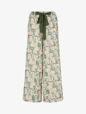 Pantalon ample imprimé graphique - Kaki - 1