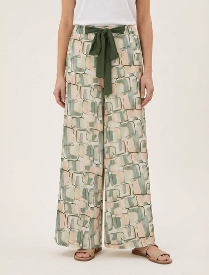 Pantaloni ampi con stampa grafica - Cachi