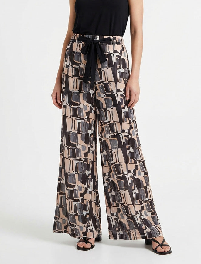 Pantaloni ampi con stampa grafica - Nero