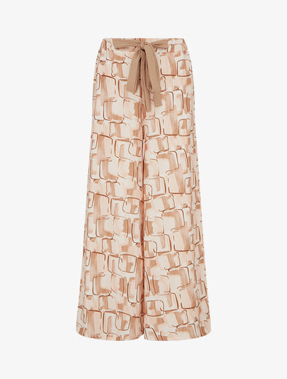 Pantalon ample imprimé graphique - Beige - 1
