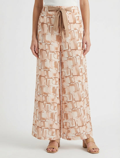 Pantaloni ampi con stampa grafica - Beige