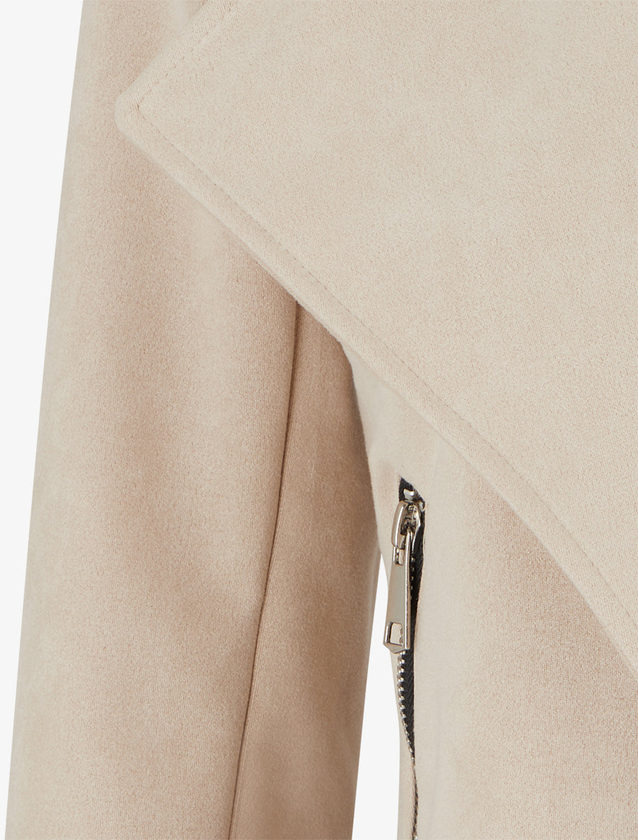 Veste en suédine à poches décoratives zippées - Beige - 3