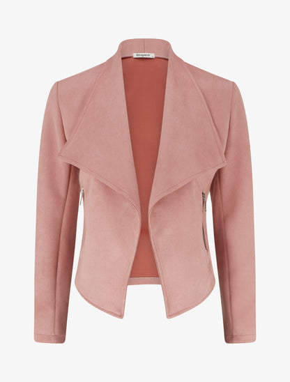 Veste en suédine à poches décoratives zippées - Vieux rose - 1