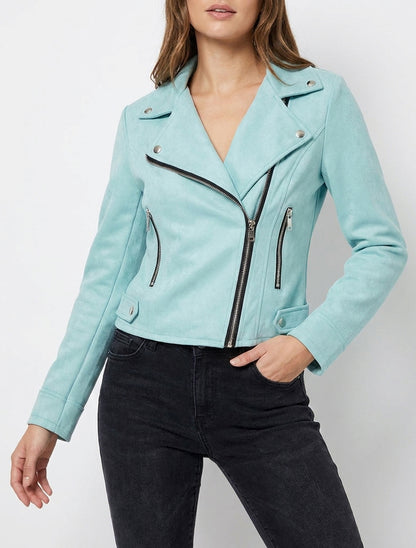 Giacca in camoscio stile perfecto - Turchese