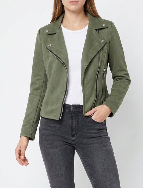 Giacca in camoscio stile perfecto - Cachi