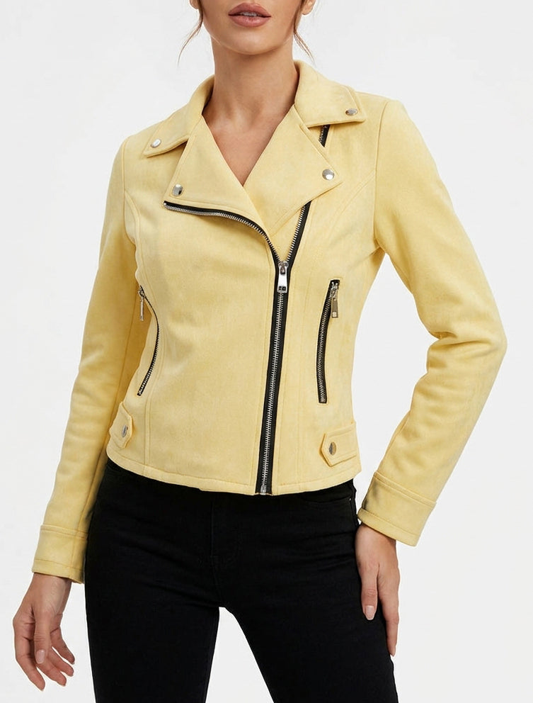 Giacca in camoscio stile perfecto - Giallo