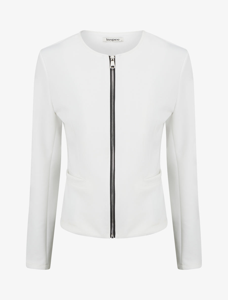 Veste en suédine zippée - Blanc - 1