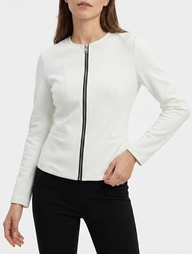 Giacca in suedine con zip - Bianco