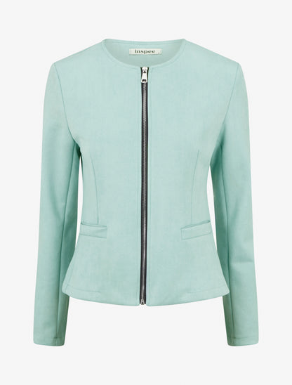Veste en suédine zippée - Turquoise - 1