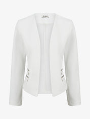 Veste en suédine à poches décoratives zippées - Blanc - 1