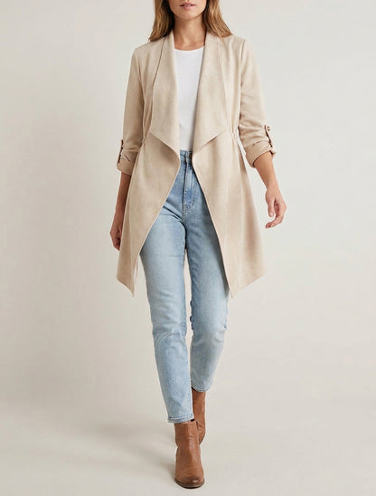 Giacca mezza lunghezza in suede - Beige
