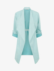 Veste mi-longue en suédine - Bleu clair - 1