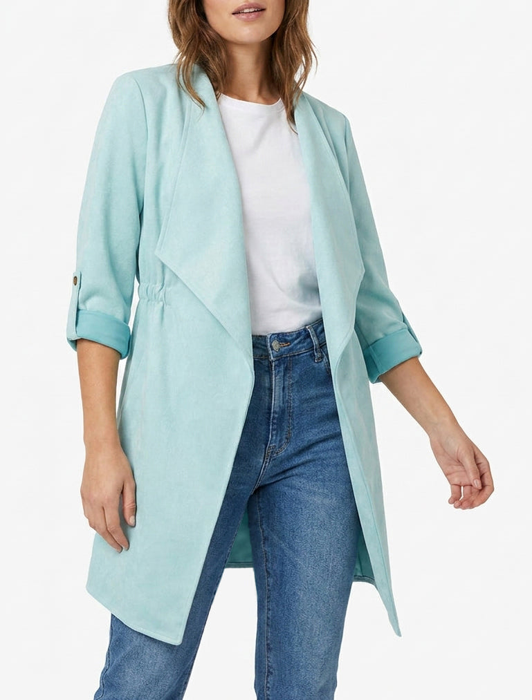 Giacca mezza lunghezza in suede - Blu chiaro