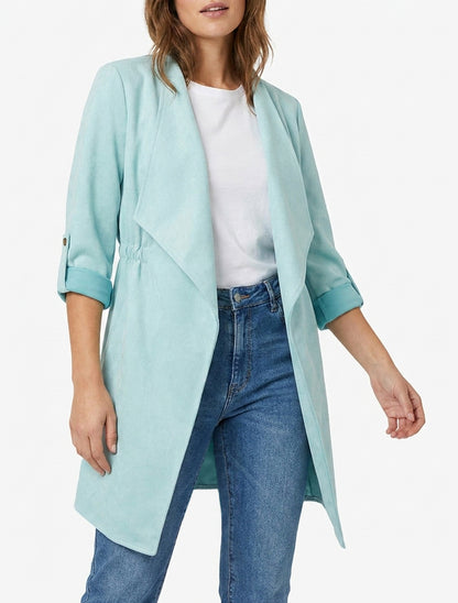 Giacca mezza lunghezza in suede - Blu chiaro