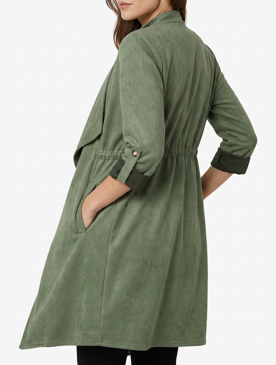 Giacca mezza lunghezza in suede - Cachi