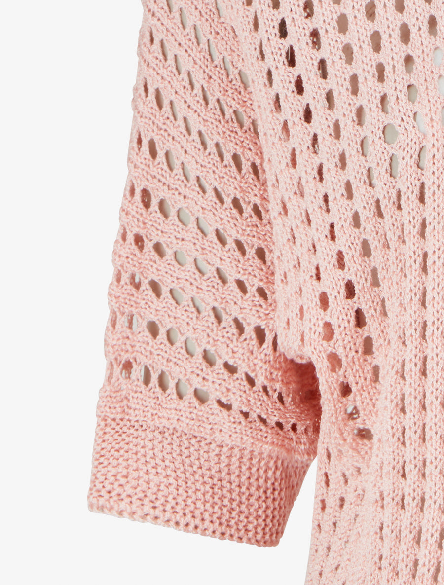 Gilet ouvert ajouré - Rose - 3