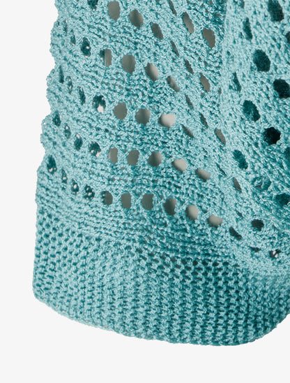 Gilet ouvert ajouré - Turquoise - 3