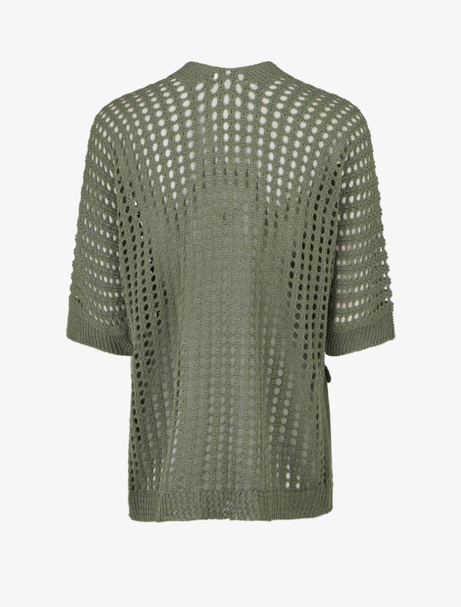 Gilet ouvert ajouré - Kaki - 2