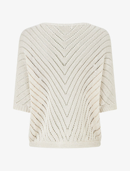 Maglione in maglia leggera con scollo a V - Beige