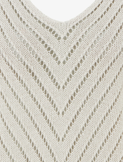 Pull en maille légère à col V - Beige - 3