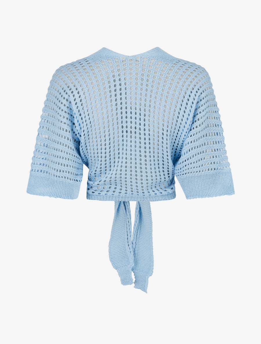 Gilet ajouré à nouer - Bleu - 2