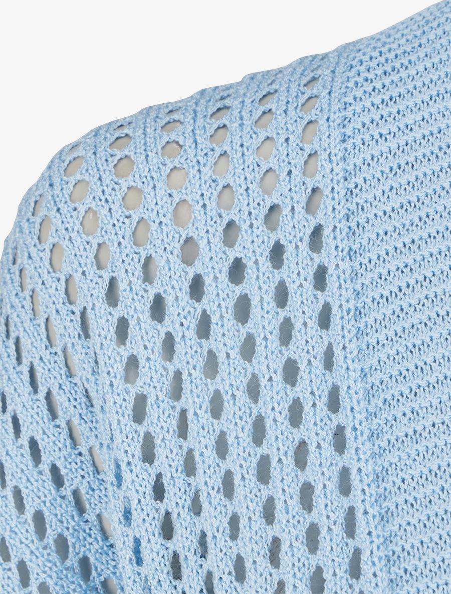 Gilet ajouré à nouer - Bleu - 3