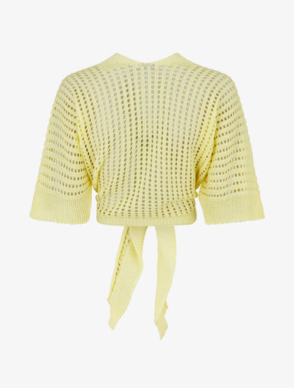 Gilet ajouré à nouer - Jaune - 2