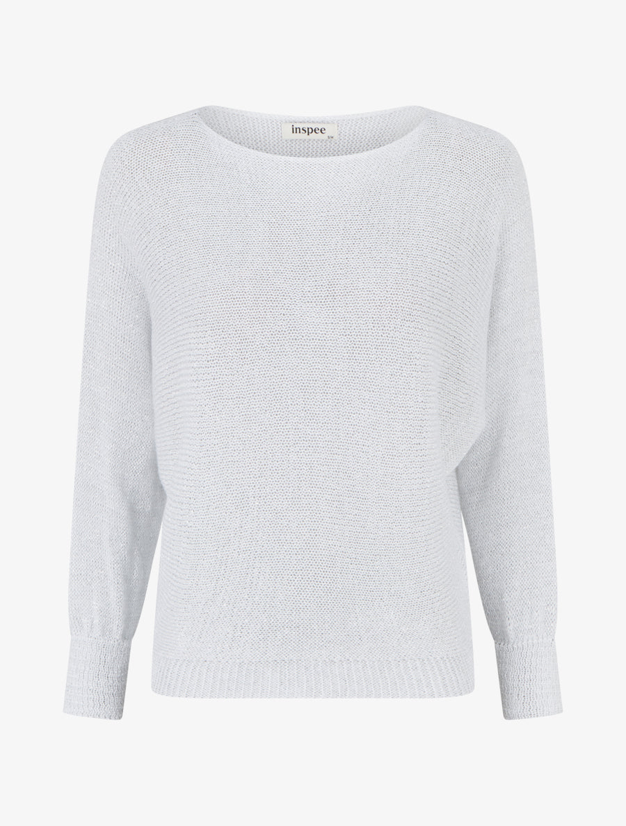 Pull irisé à manches chauve-souris - Blanc - 1