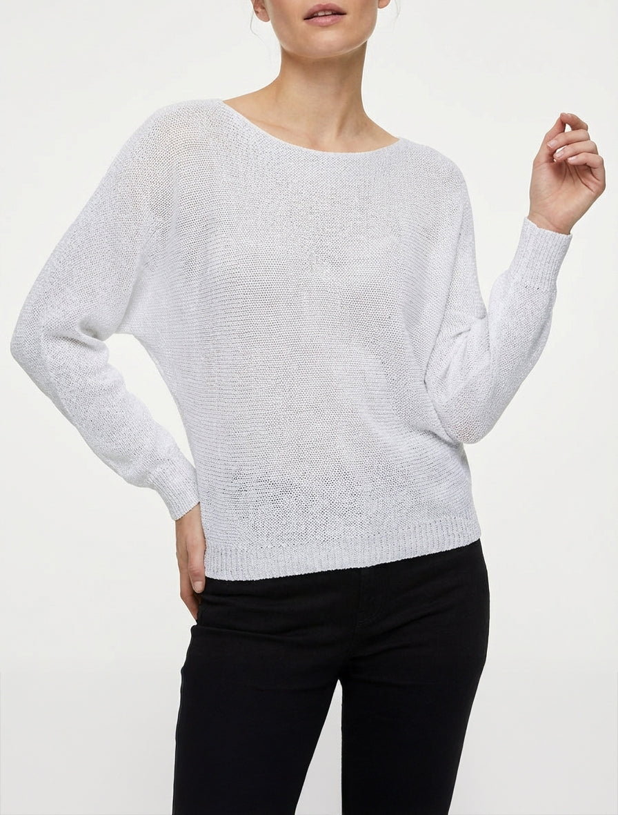 Maglione iridescente a maniche pipistrello - Bianco