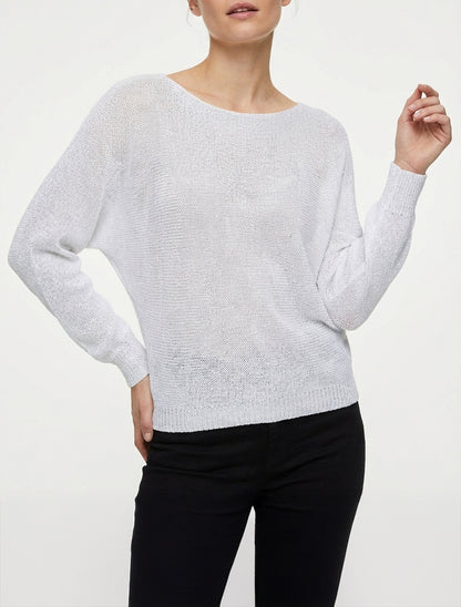 Maglione iridescente a maniche pipistrello - Bianco