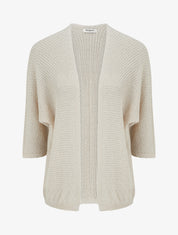 Gilet droit ouvert en maille - Beige - 1