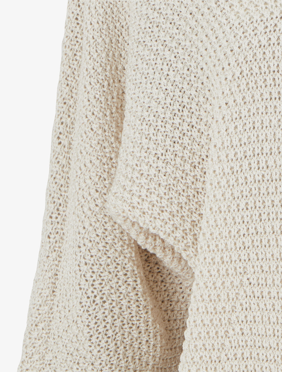 Gilet droit ouvert en maille - Beige - 3