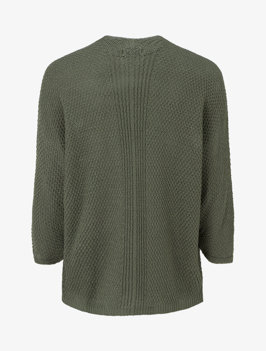 Gilet droit ouvert en maille - Kaki - 2