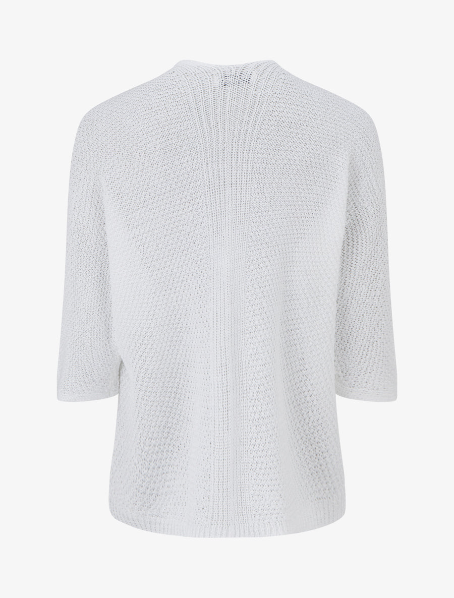 Gilet droit ouvert en maille - Blanc - 2