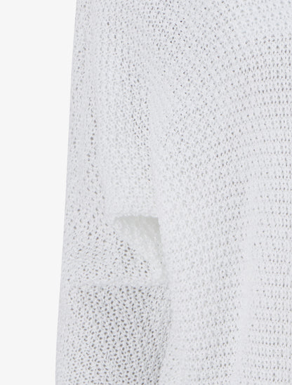 Gilet droit ouvert en maille - Blanc - 3