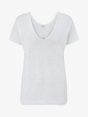 Top droit en maille à manches courtes - Blanc - 1