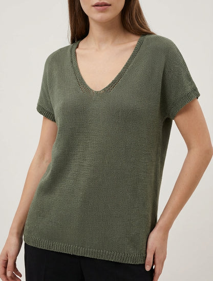 Top in maglia a maniche corte - Cachi
