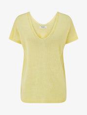 Top droit en maille à manches courtes - Jaune - 1