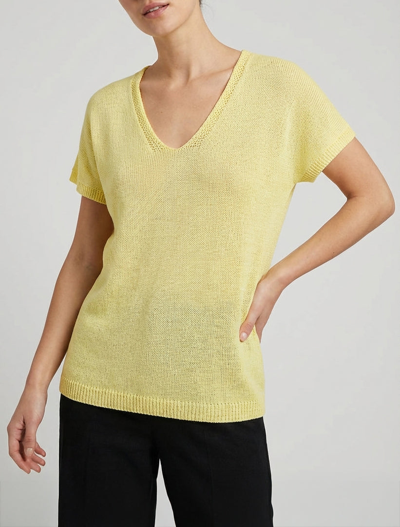 Top in maglia a maniche corte - Giallo