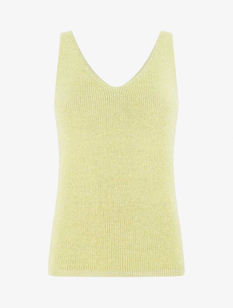 Top uni irisé en maille - Jaune - 1