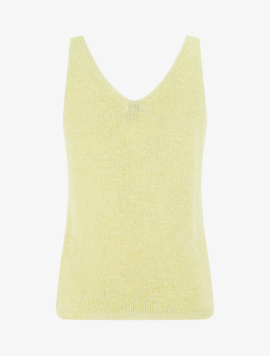 Top uni irisé en maille - Jaune - 2