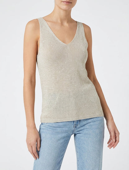 Top iridescente in maglia - Beige