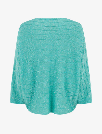 Pull fin irisé à manches chauves-souris - Vert d&