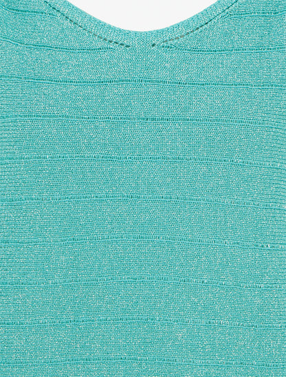 Pull fin irisé à manches chauves-souris - Vert d&