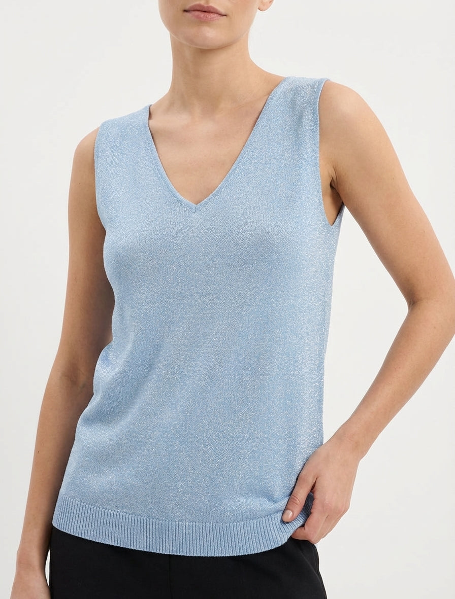 Top senza maniche iridescente - Azzurro cielo