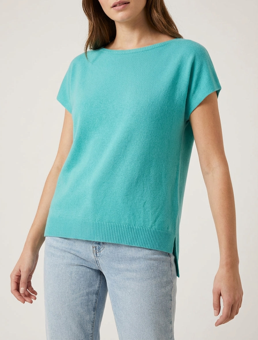 Maglione sottile a tinta unita in maglia - Verde acqua